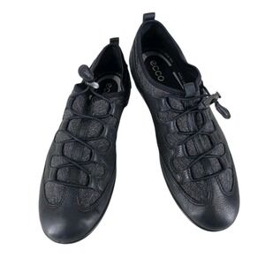 Ecco Shoes Vibration II Black Leather Toggle Womens 10 Comfort Slip On